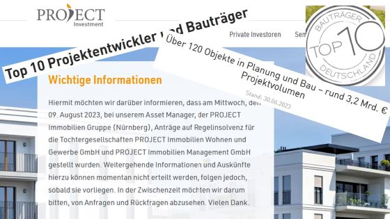 Insolvenzen beim deutschen TOP-10-Bauträger Project