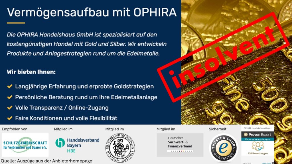 Pleite trotz Expertenempfehlungen: Ophira Handelshaus GmbH